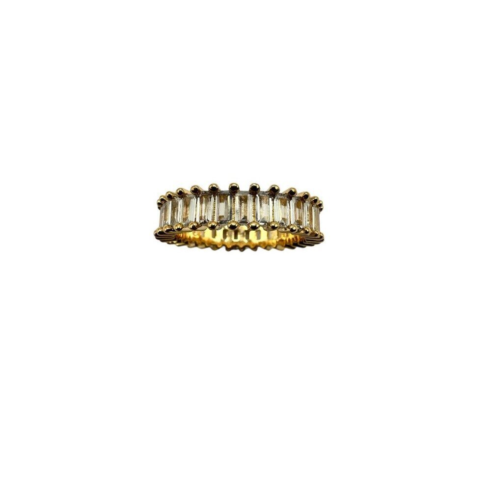 Zirconia Vertical 18 Gold Baguettes Band Ring Size 8 NWOT - Picture 5 of 7